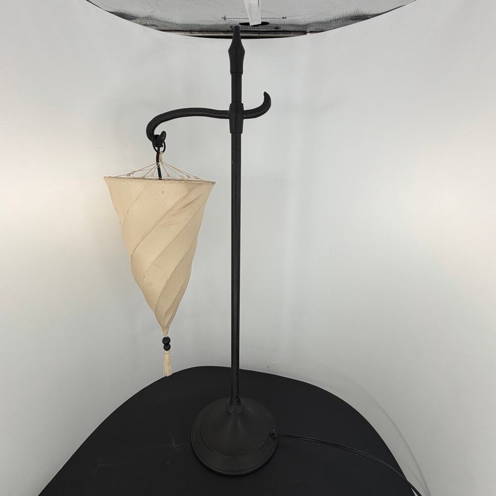 Pottery Barn Medina Moroccan Cone Table Lamp Iron Silk Shade Vintage 28.5in